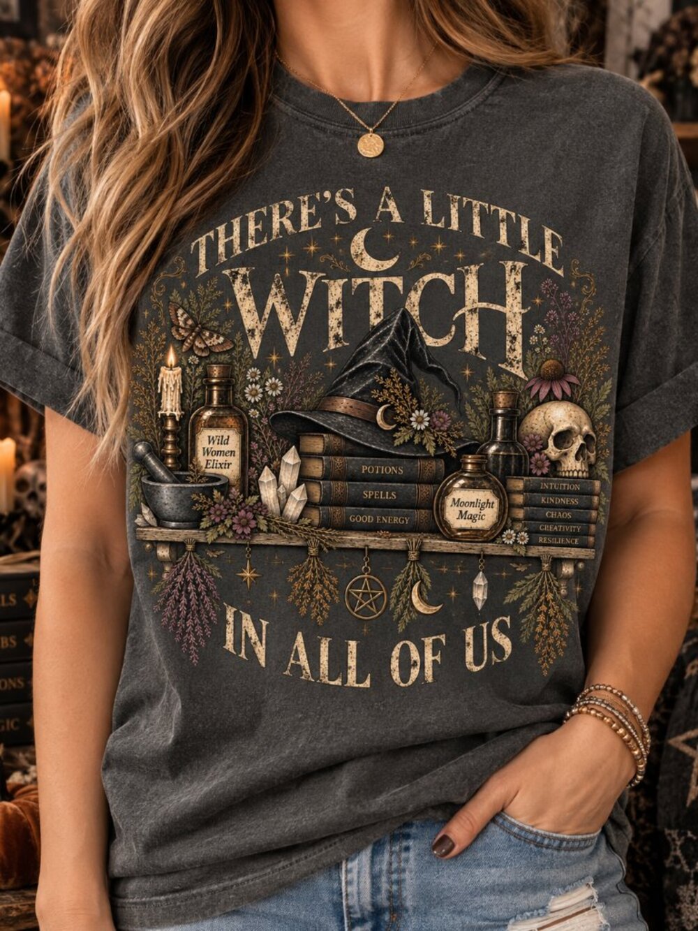 There’s a Little Witch in All of Us Comfort Colors Witchy Graphic Tee
